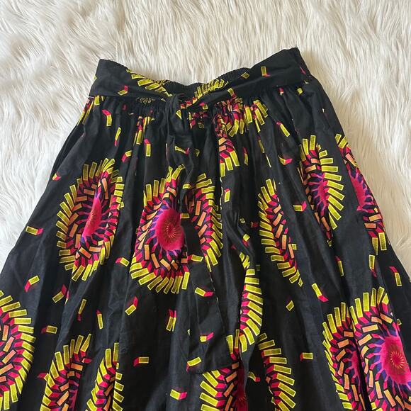 Kara Chic African Printed Maxi Skirt Elastic Waist Belted Cotton Midi - Picture 2 of 9